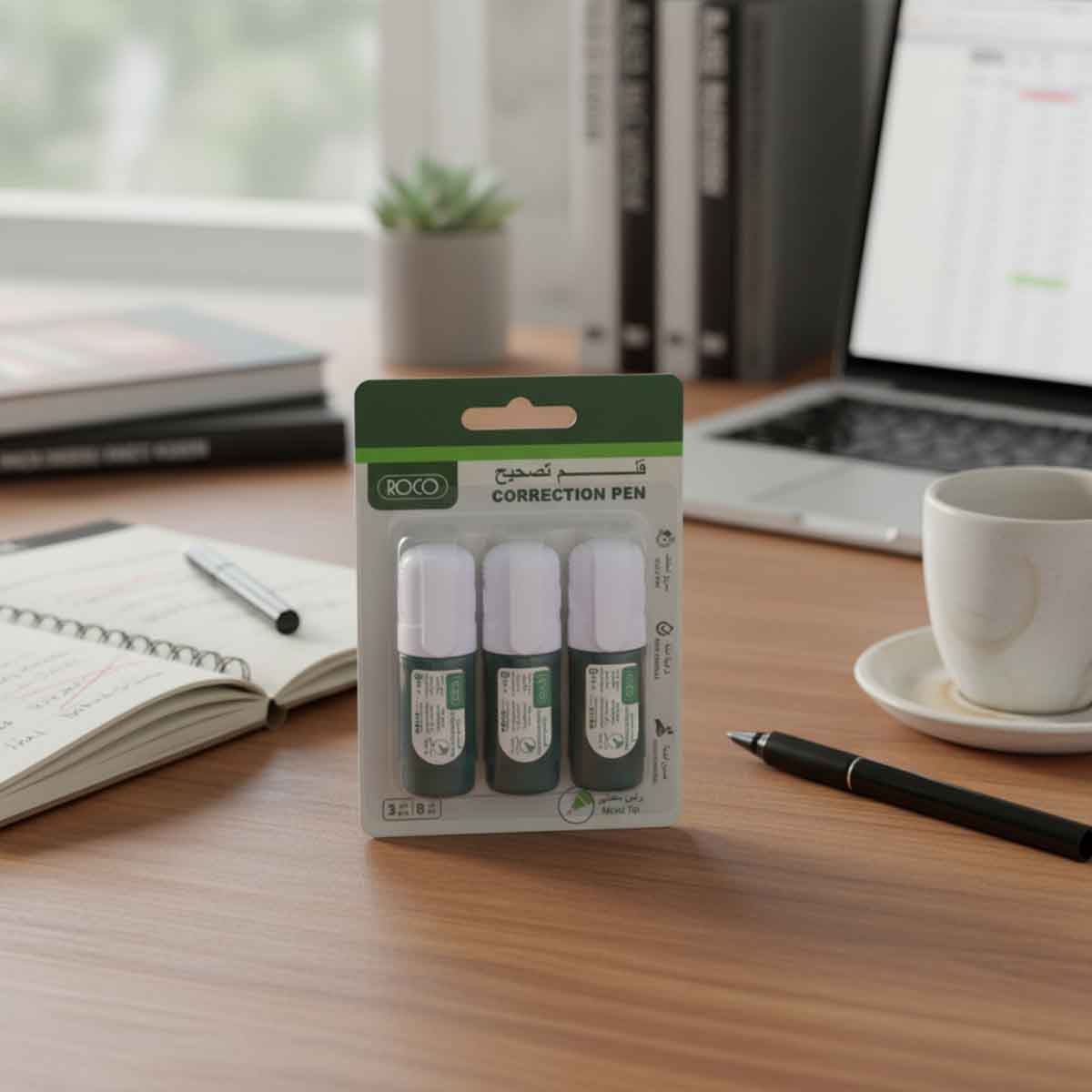 Roco White 8ml 1mm Metal Frame Round Tip Correction Pen