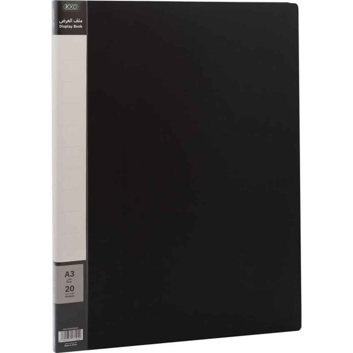 Roco Black 20-Pocket A3 Plastic Display Book