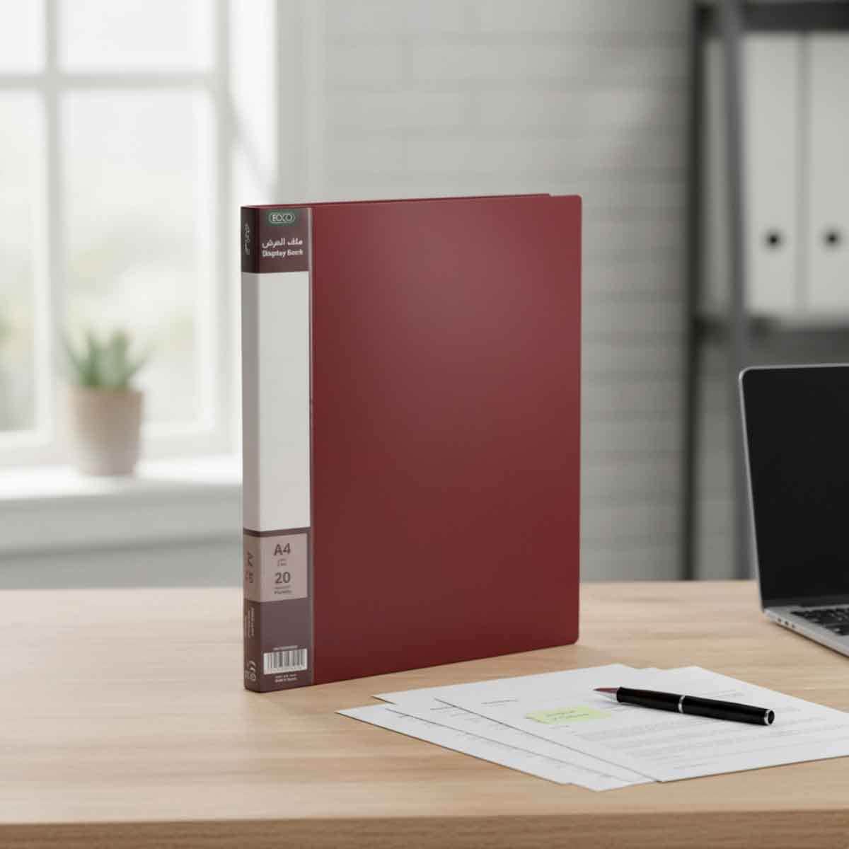Roco Burgundy 20-Pockets A4 Polypropylene Display Book