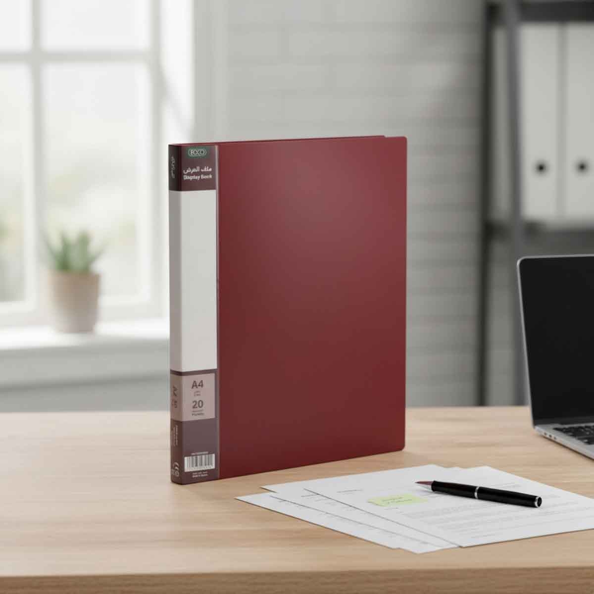 Roco Burgundy 20-Pockets A4 Polypropylene Display Book