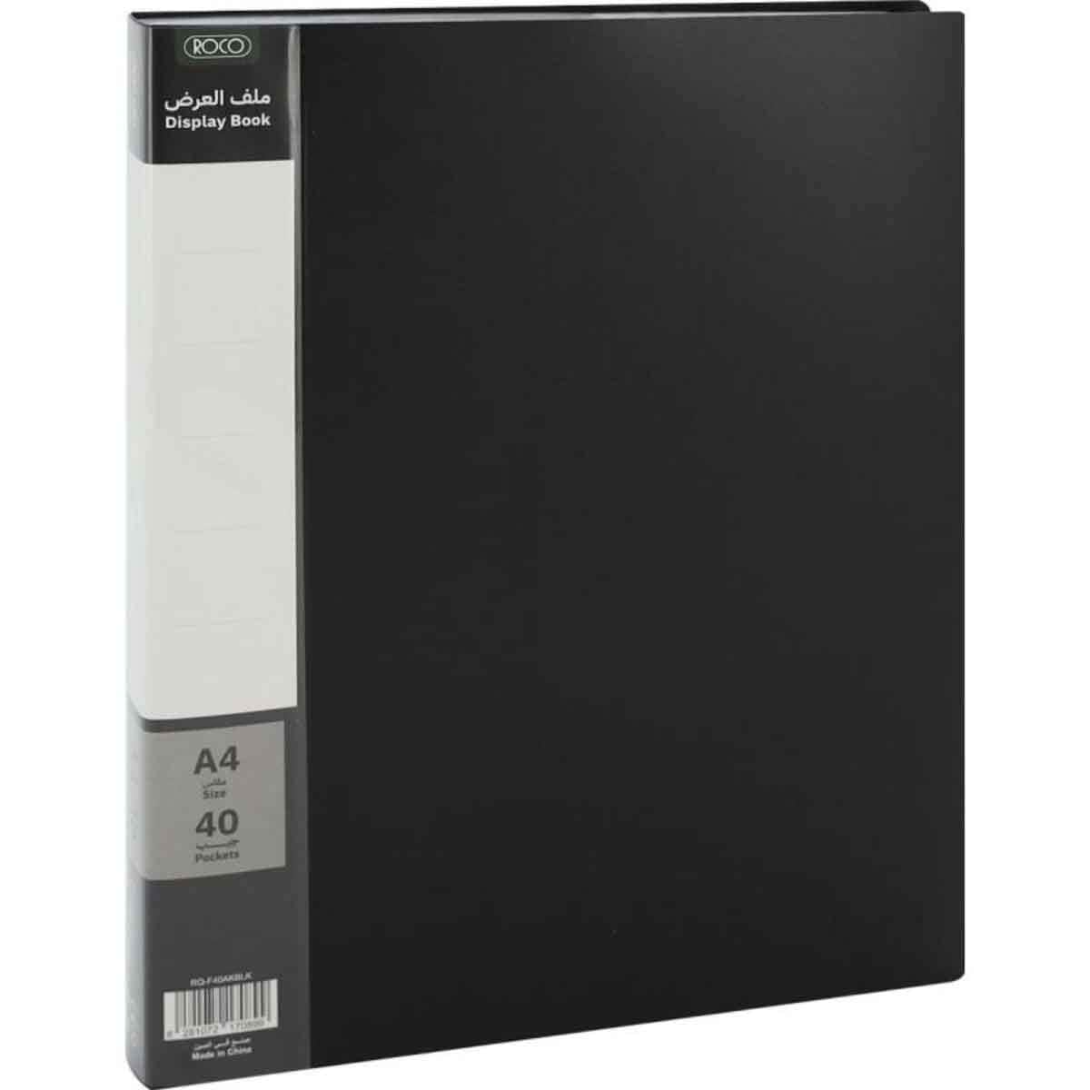 Roco Black 40-Pockets A4 Polypropylene Display Book