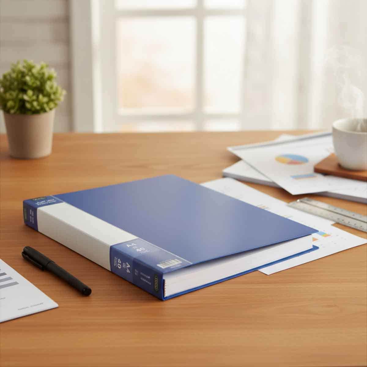 Roco Blue 40-Pockets A4 Polypropylene Display Book