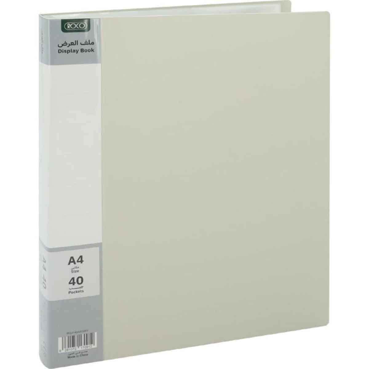 Roco Grey 40-Pockets A4 Polypropylene Display Book