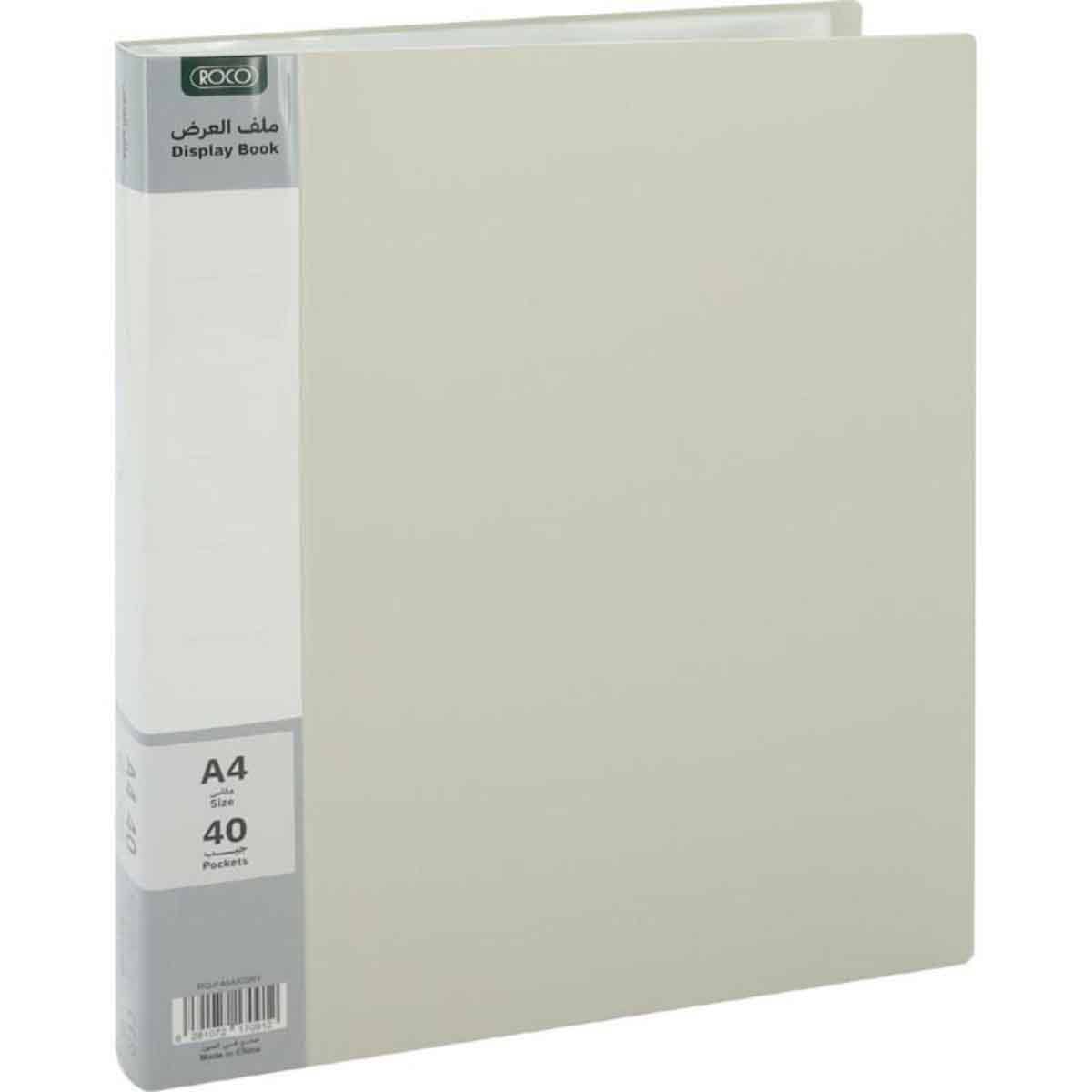 Roco Grey 40-Pockets A4 Polypropylene Display Book