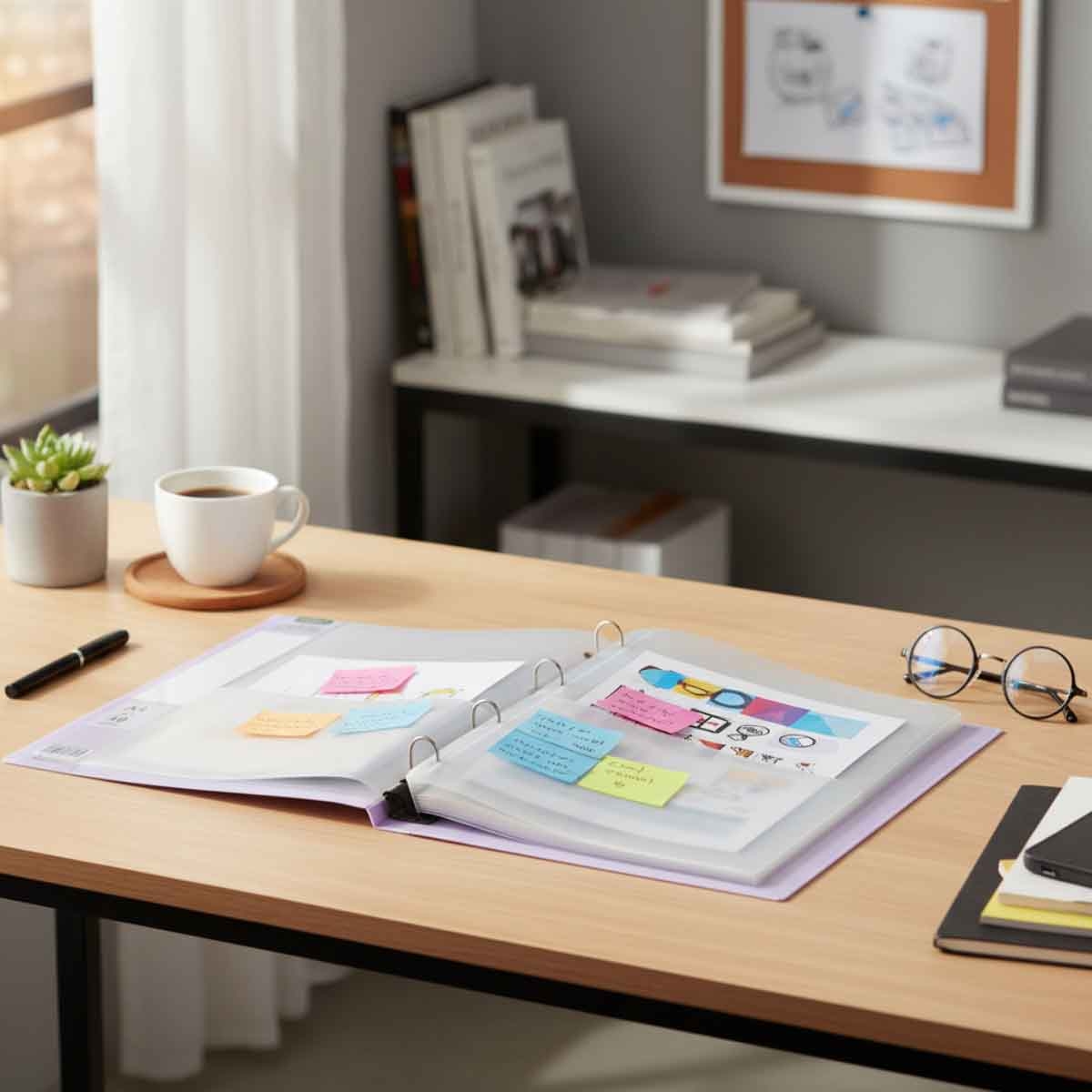 روكو ملف عرض بولي بروبيلين وردي فاتح A4 عدد 40 جيب