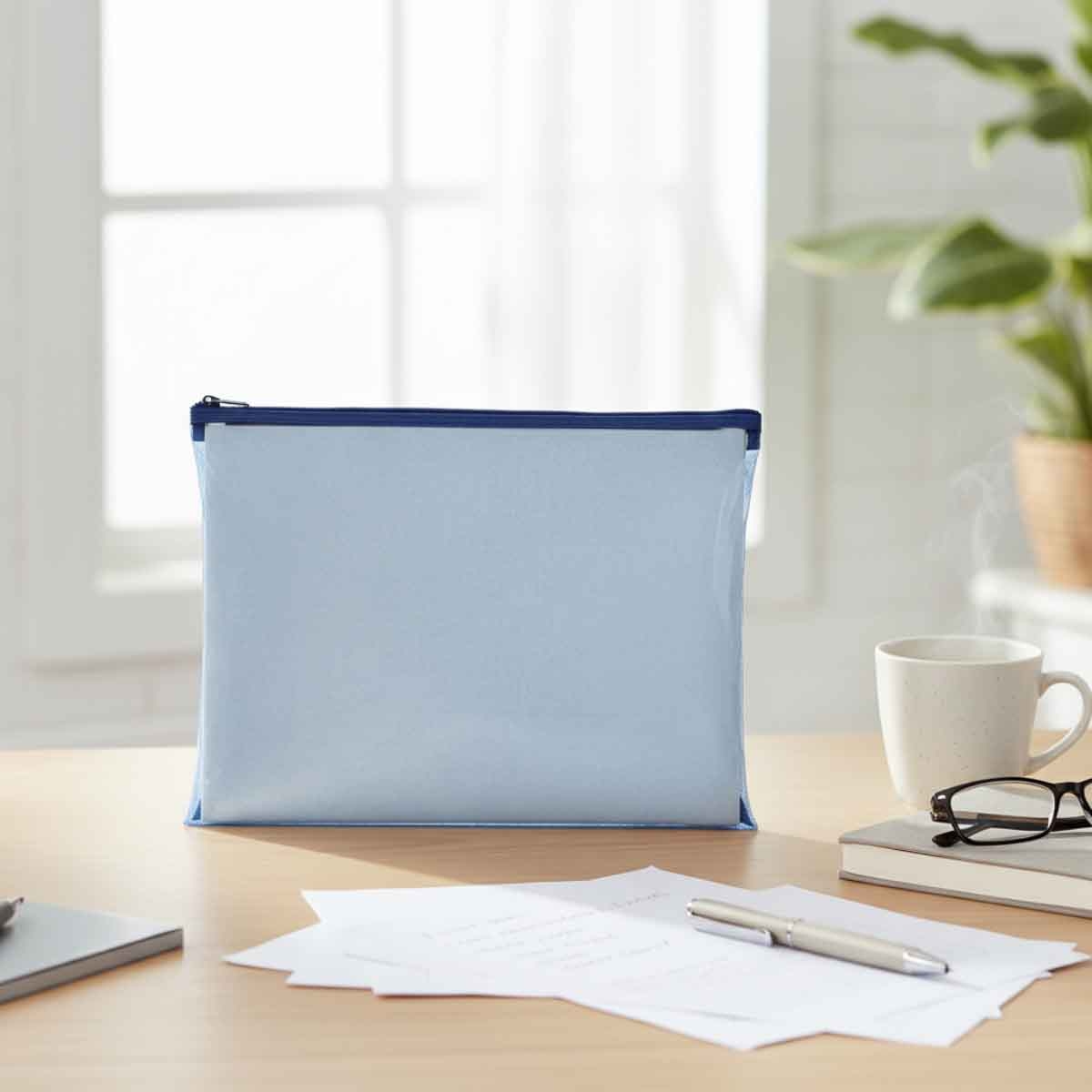 Roco RQ-8753BLE Blue A4 Topload Opening Document Pouch