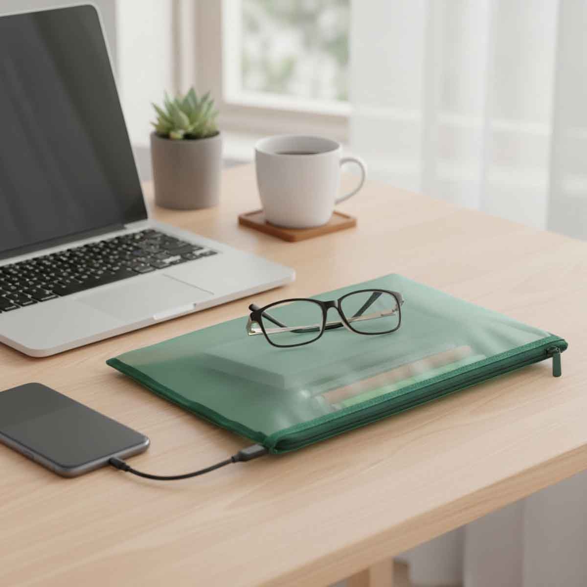 Roco Green A4 Topload Opening Document Pouch