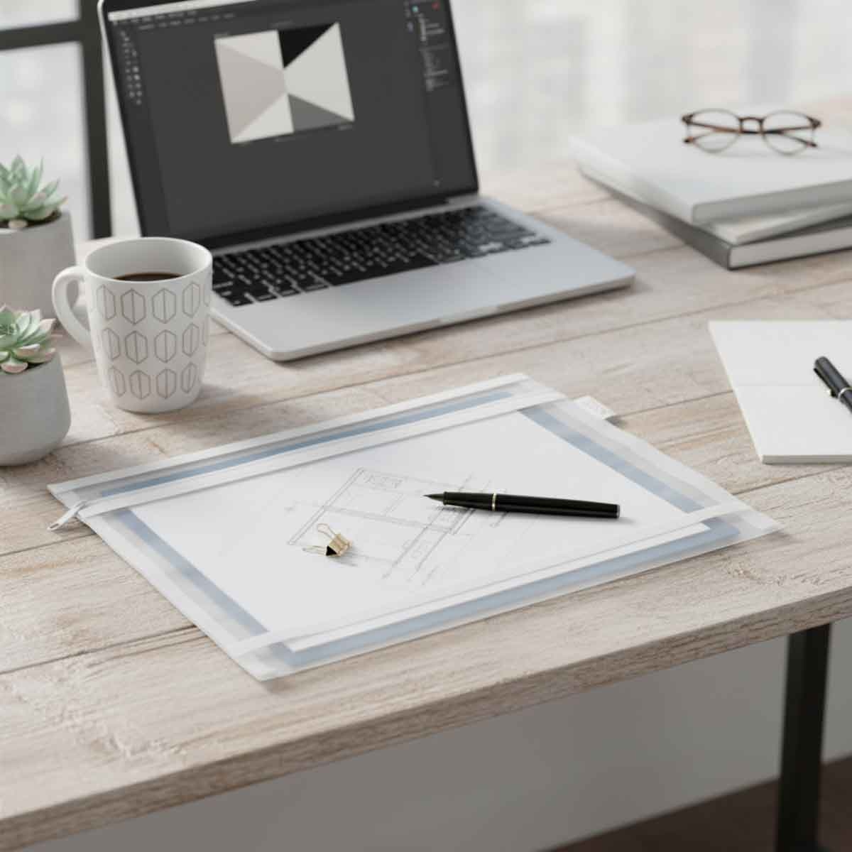 Roco White A4 Topload Opening Document Pouch