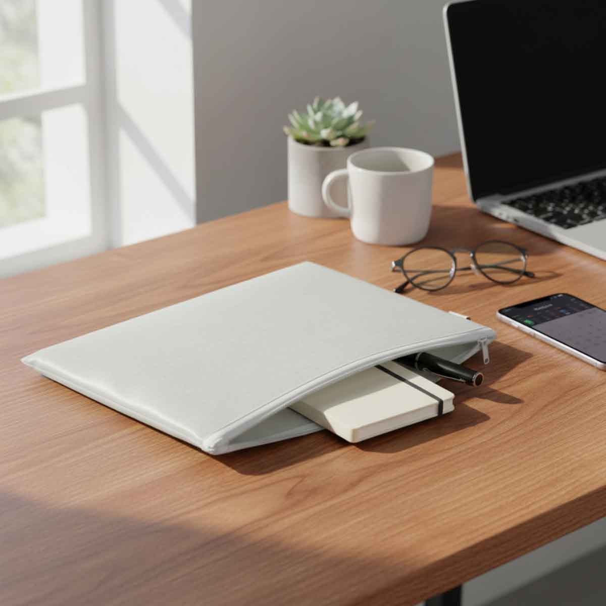 Roco White A5 Topload Opening Document Pouch