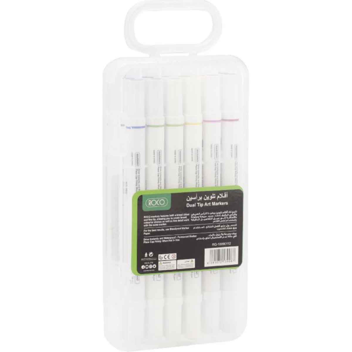 Roco 12-Piece Twin Tip Graphic Art Assorted Draw Marker Set