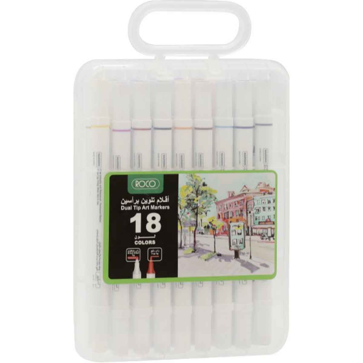 Roco 18-Piece Twin Tip Graphic Art Assorted Draw Marker Set