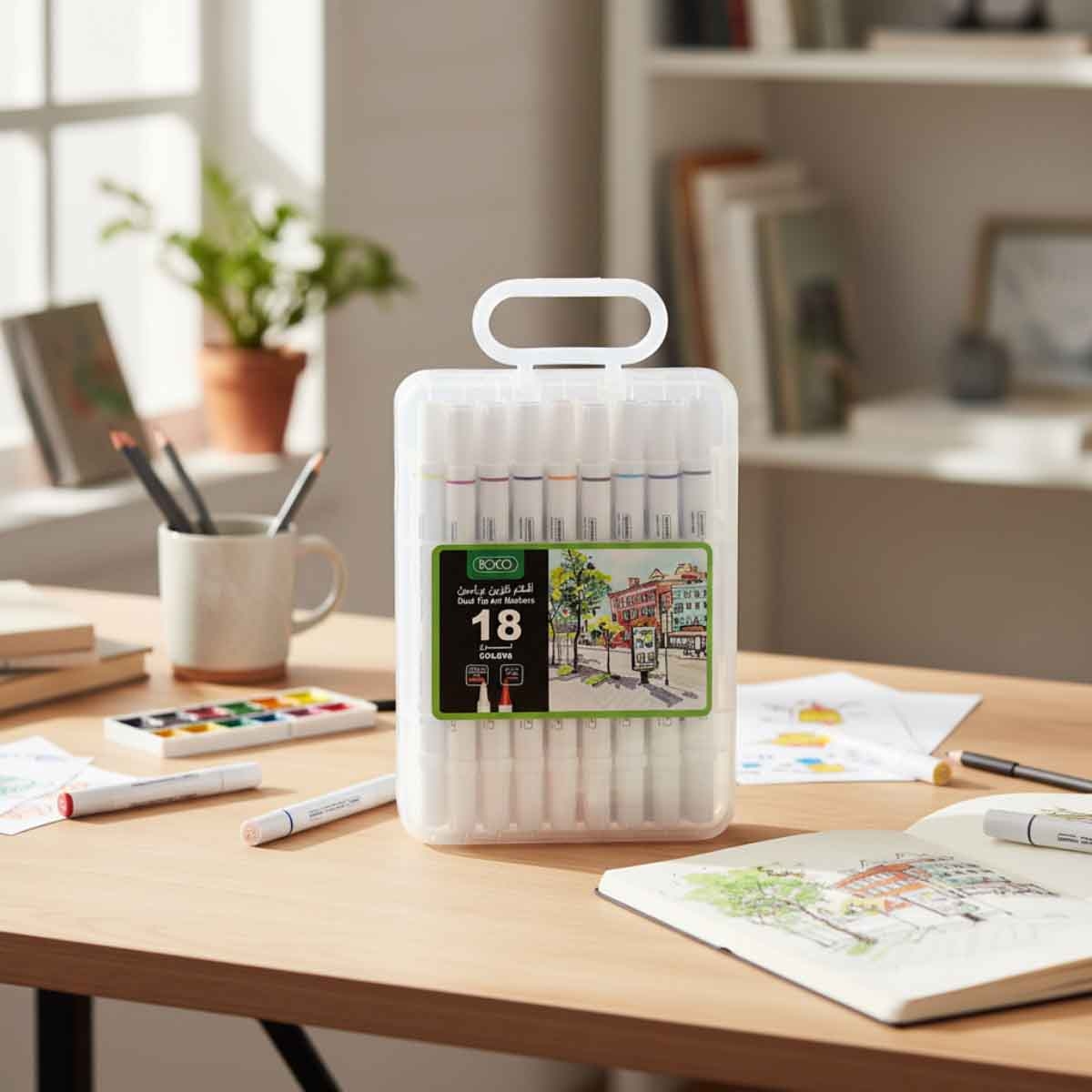 Roco 18-Piece Twin Tip Graphic Art Assorted Draw Marker Set