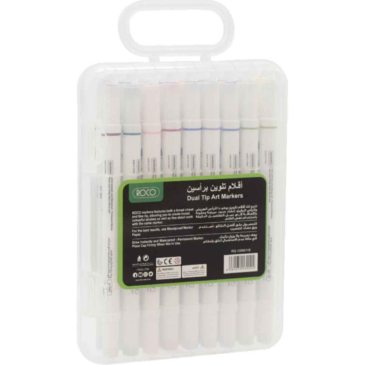 Roco 18-Piece Twin Tip Graphic Art Assorted Draw Marker Set