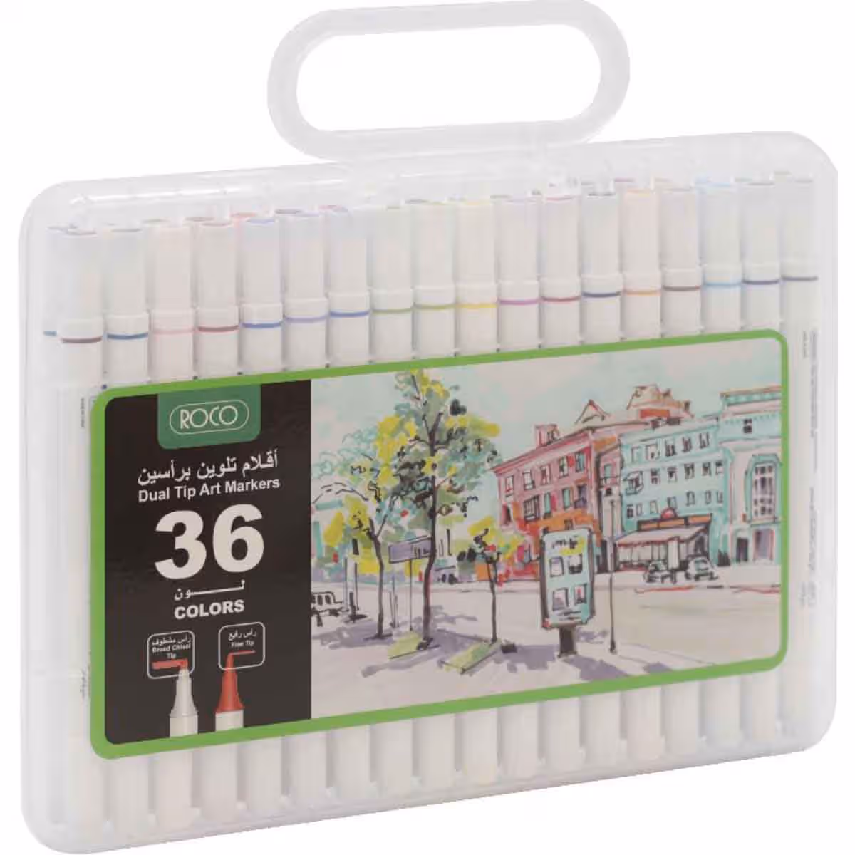Roco 36-Piece Twin Tip Graphic Art Assorted Draw Marker Set