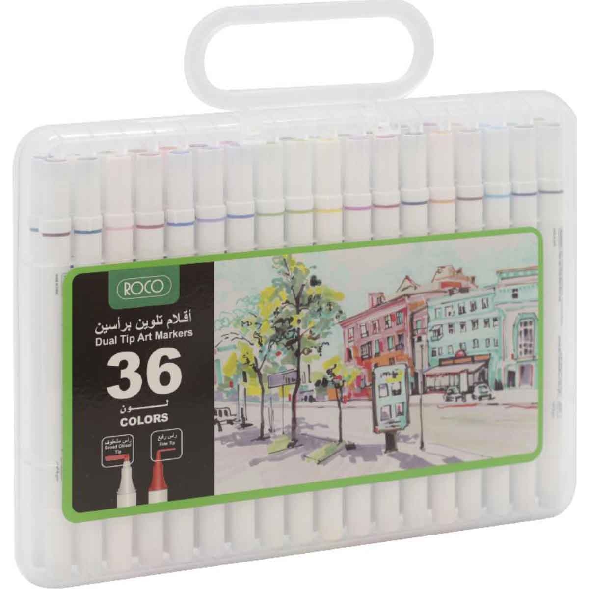 Roco 36-Piece Twin Tip Graphic Art Assorted Draw Marker Set