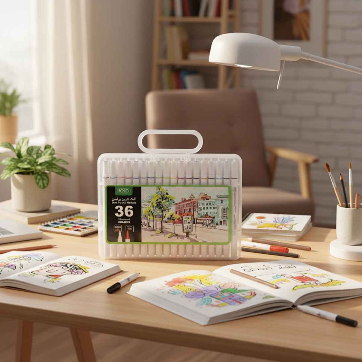 Roco 36-Piece Twin Tip Graphic Art Assorted Draw Marker Set