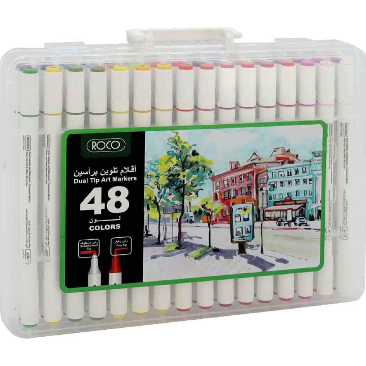Roco 48-Piece Twin Tip Graphic Art Assorted Draw Marker Set