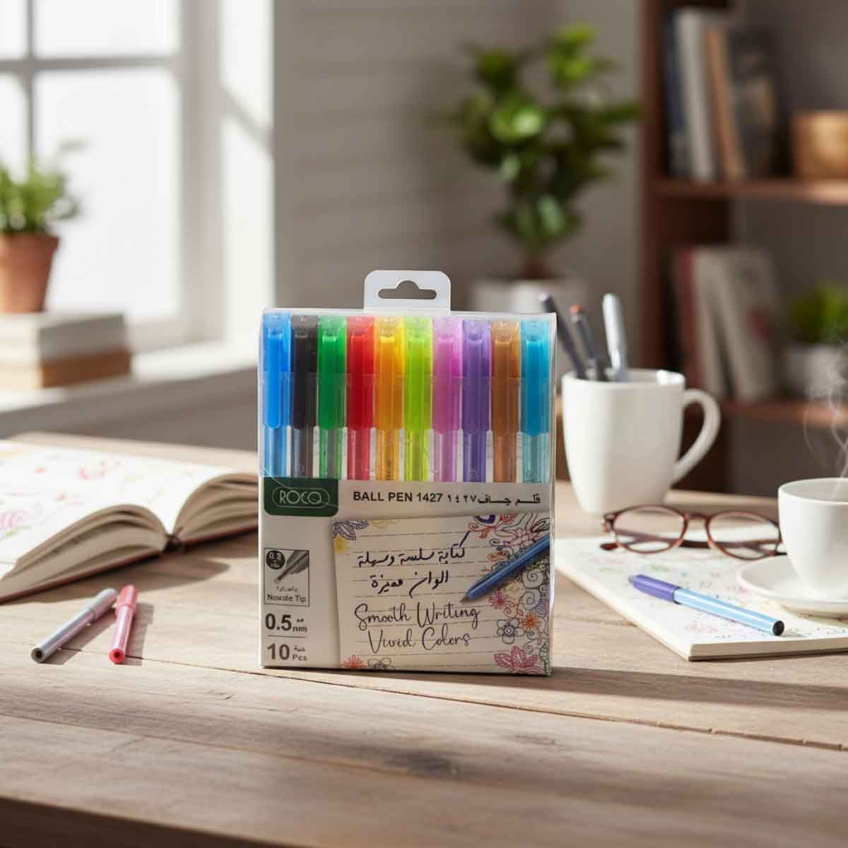 Roco 10-Piece 0.5mm Assorted Dry Ink Ballpoint Pen Set