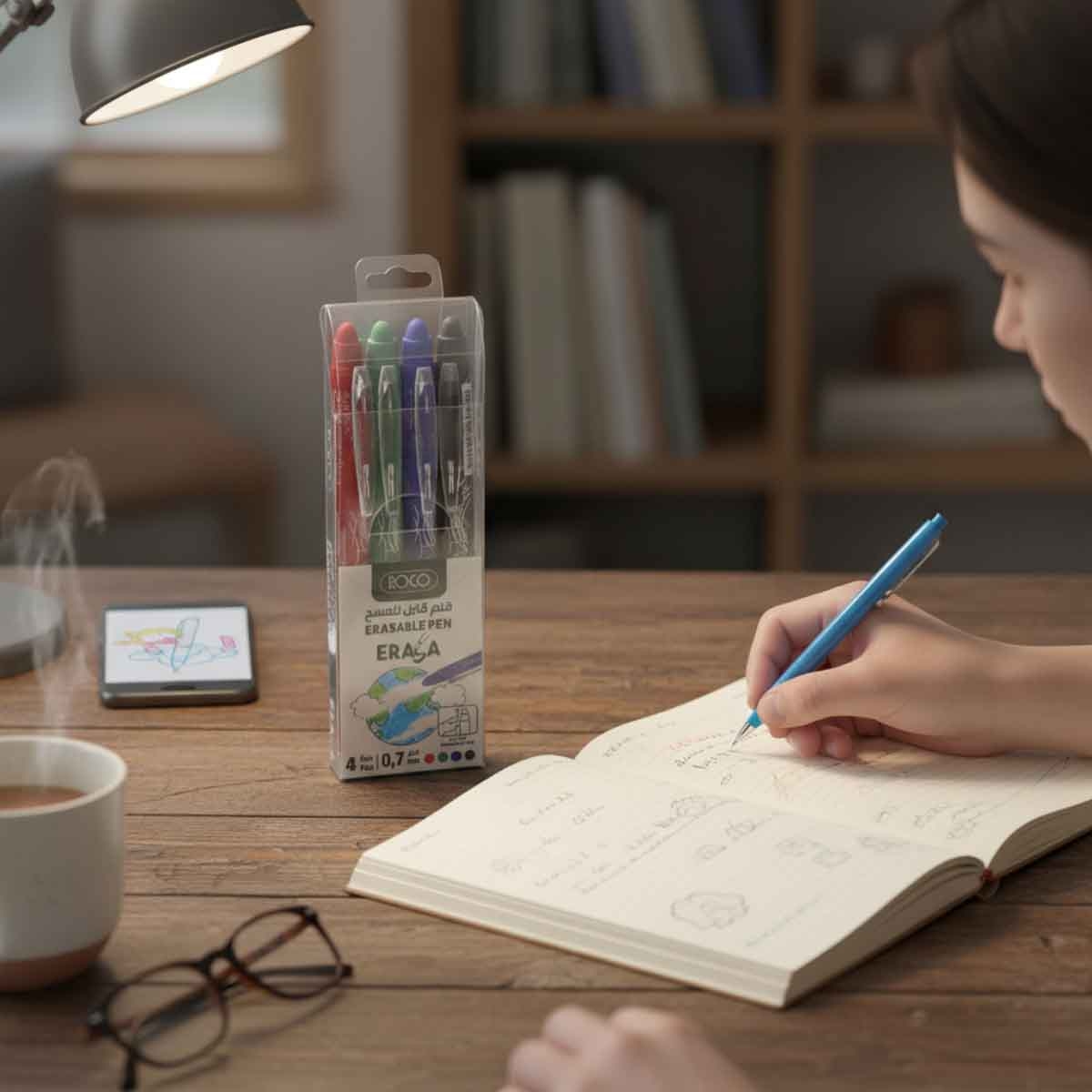 روكو أقلام حبر جاف قابلة للمسح 0.7ملم مجموعة 4 قطع RQ-28563AST4