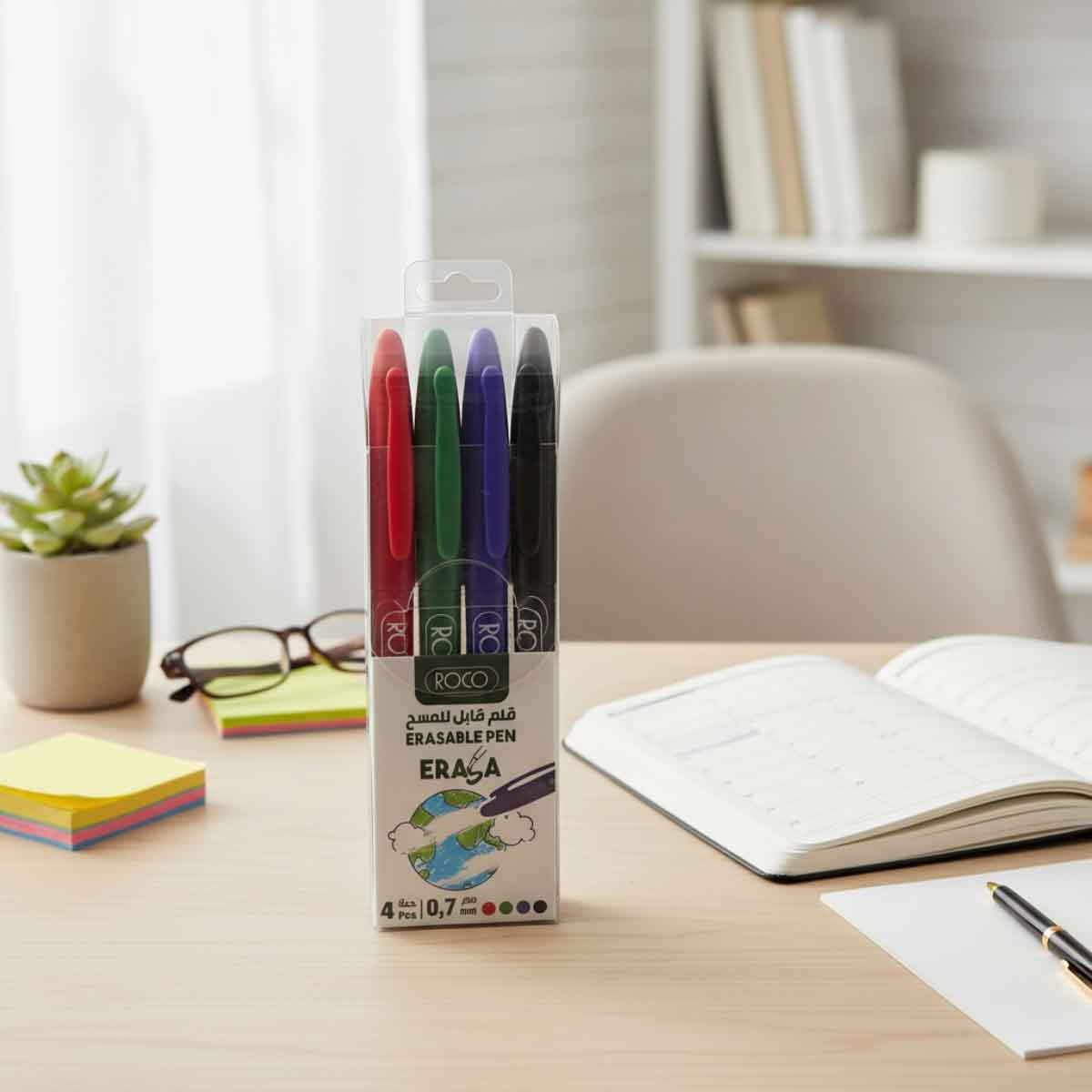 Roco RQ-28561AST4 4-Piece 0.7mm Erasable Ballpoint Pen Set
