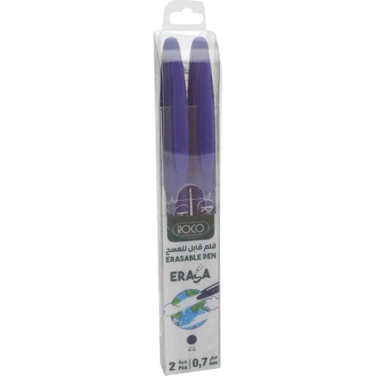 Roco Blue Ink 2-Piece 0.7mm Erasable Ballpoint Pen Set
