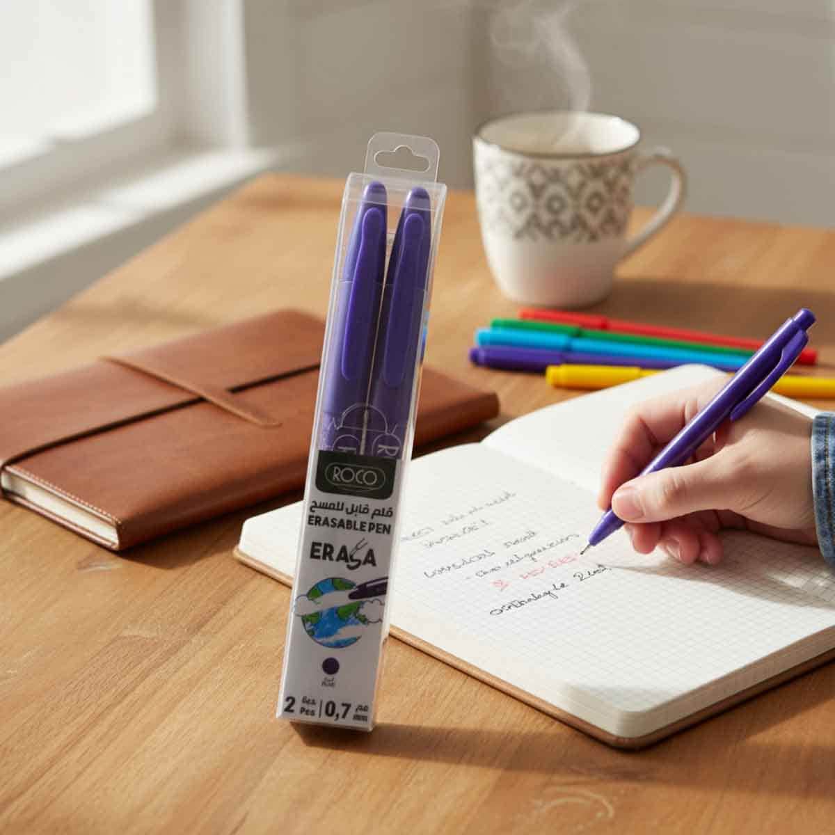 Roco Blue Ink 2-Piece 0.7mm Erasable Ballpoint Pen Set