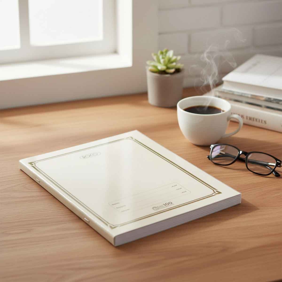 Roco White 2-Piece 100-Sheets 6.3" x 8.6" Double Ruled English Exercise Book Set