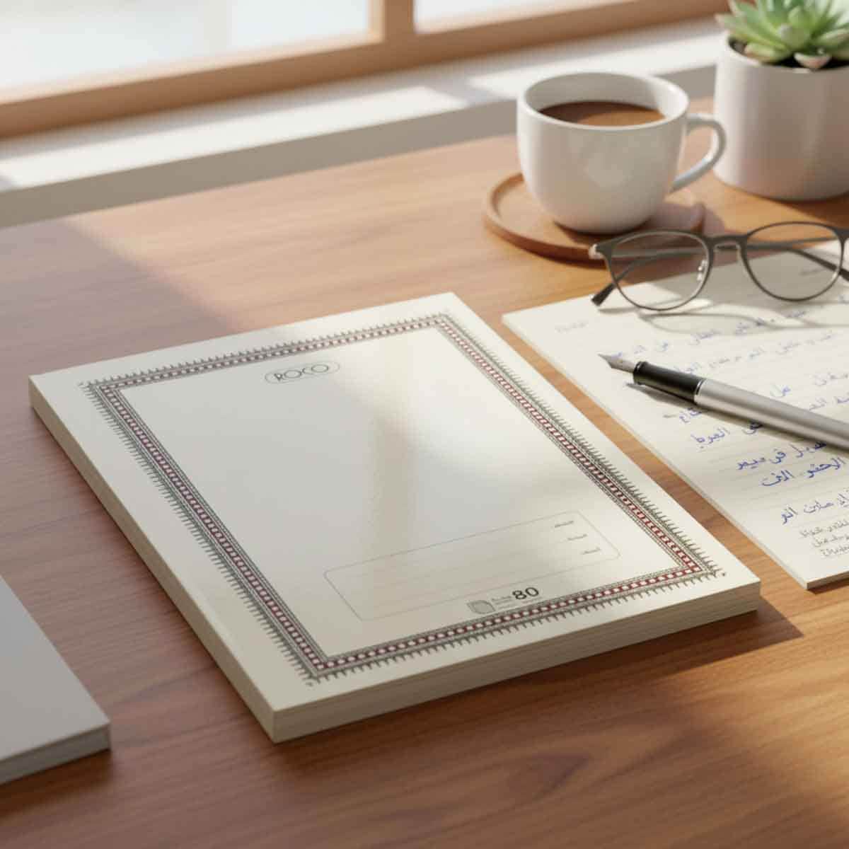 Roco White 3-Piece 80-Sheets 6.3" x 8.6" Single Ruled Arabic Exercise Book Set