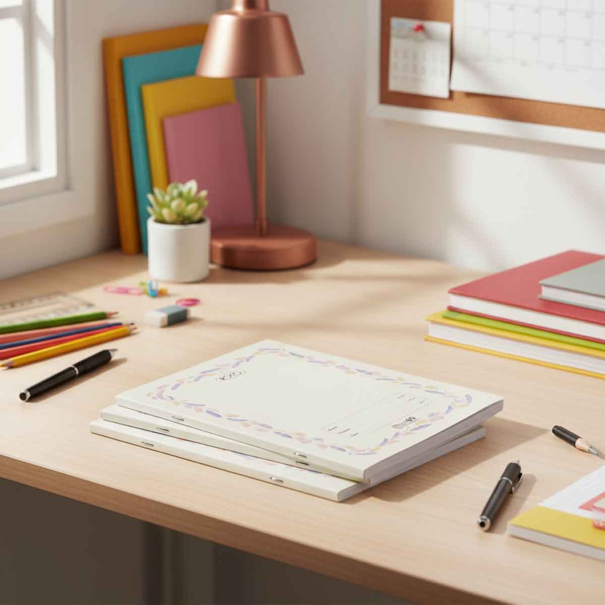 Roco White 4-Piece 60-Sheets 6.3" x 8.6" Double Ruled English Exercise Book Set