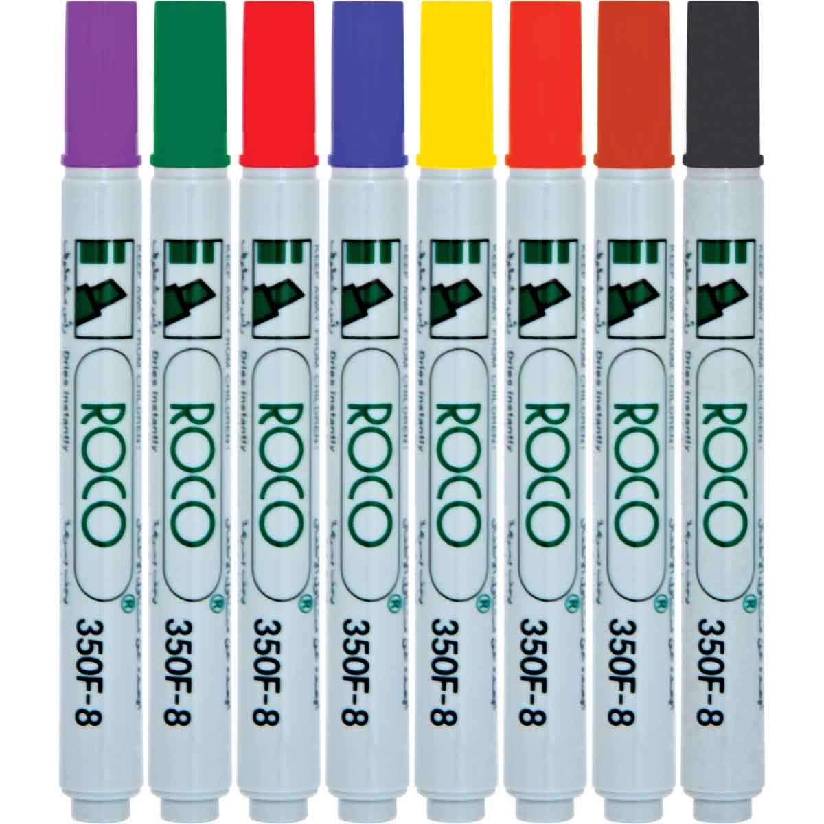 Roco 8-Piece 1-4mm Chisel Tip F350 Permanent Marker Set