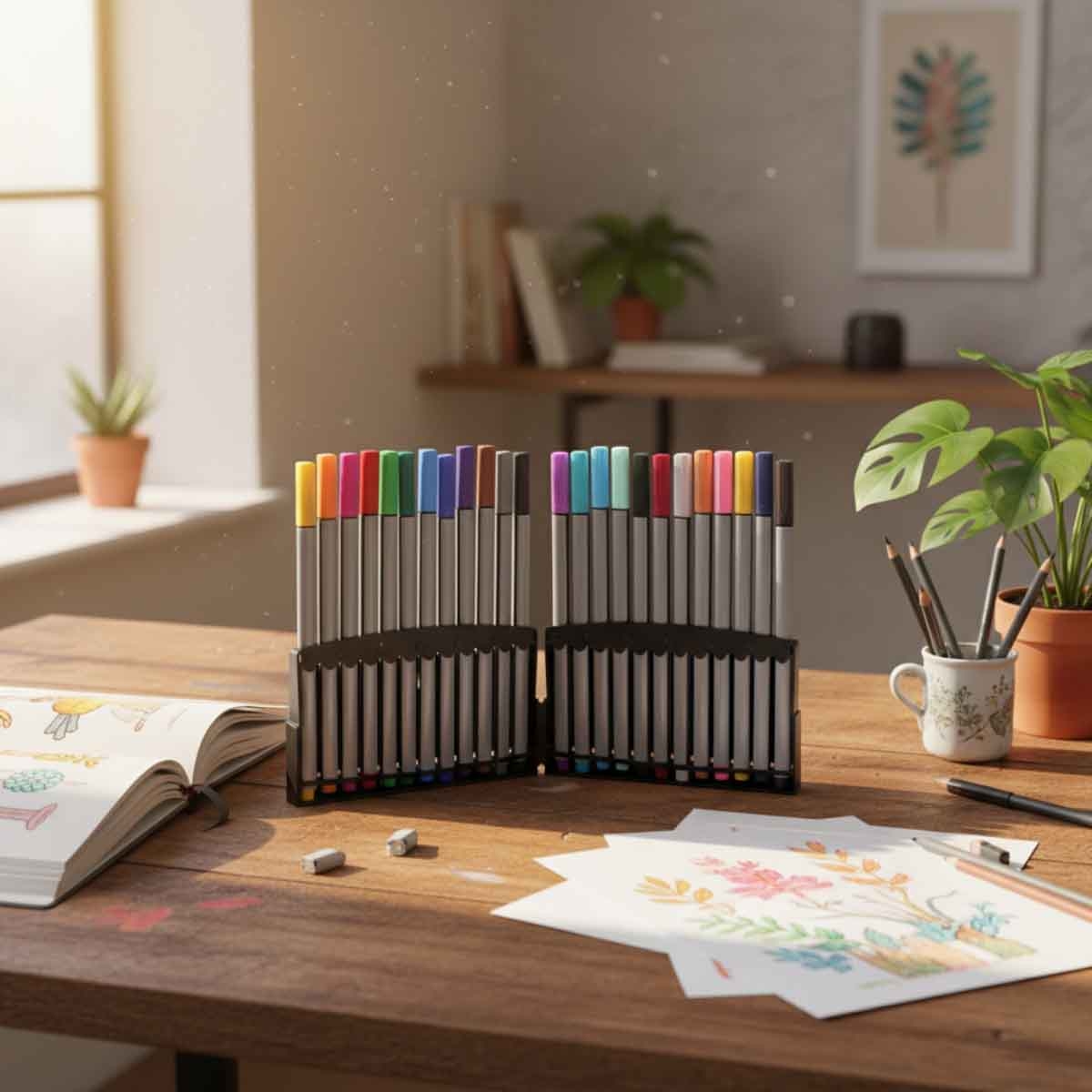 روكو أقلام فينلاينر حبر متعدد الألوان سن دقيق 0.45 ملم مجموعة 24 قطعة