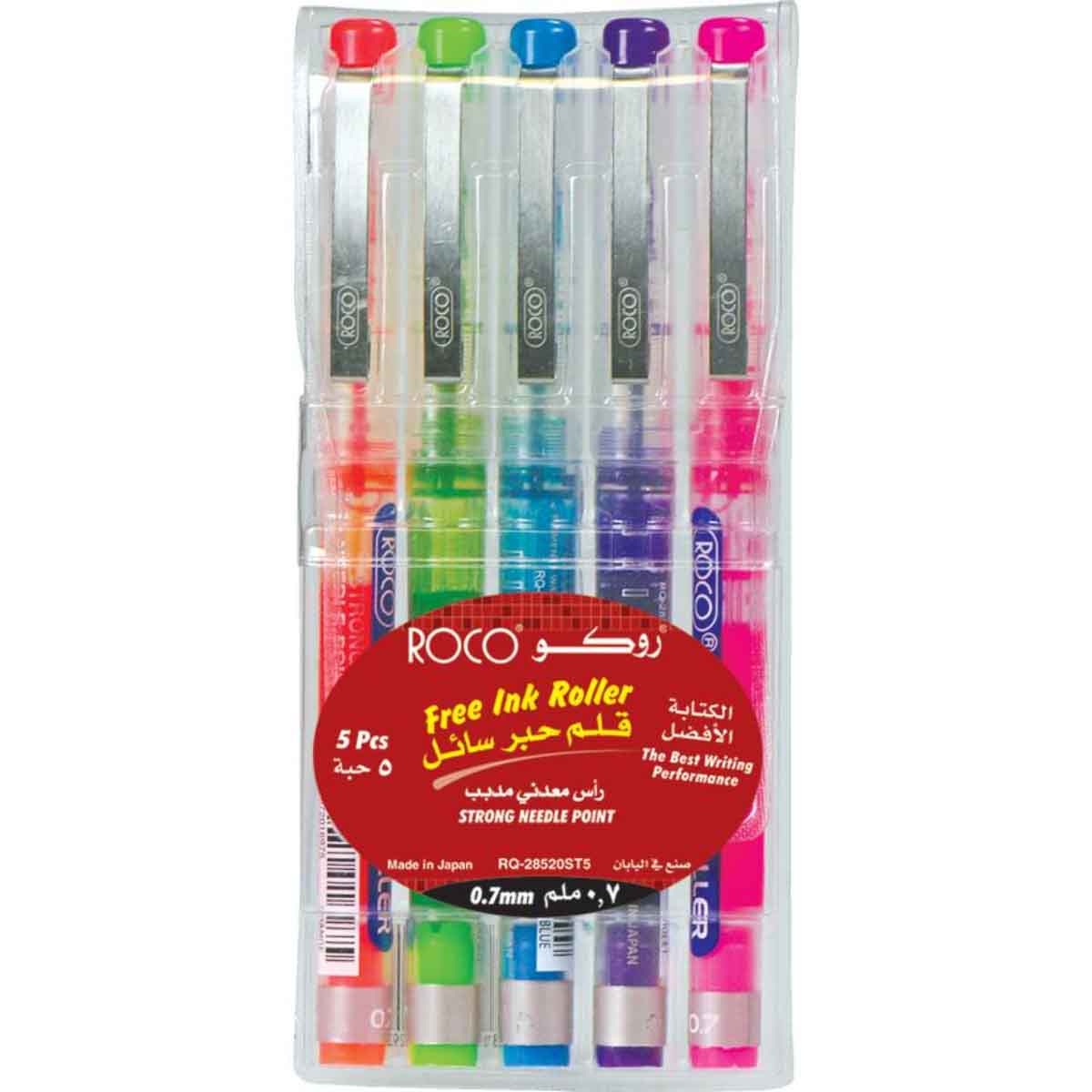 Roco 5-Piece 0.7mm Needle Tip Liquid Ink Pen Set