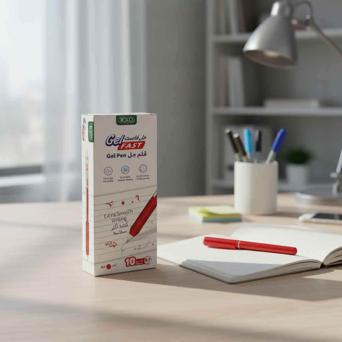روكو أقلام حبر جاف سن معدني أحمر 0.7 ملم مجموعة 10 قطع