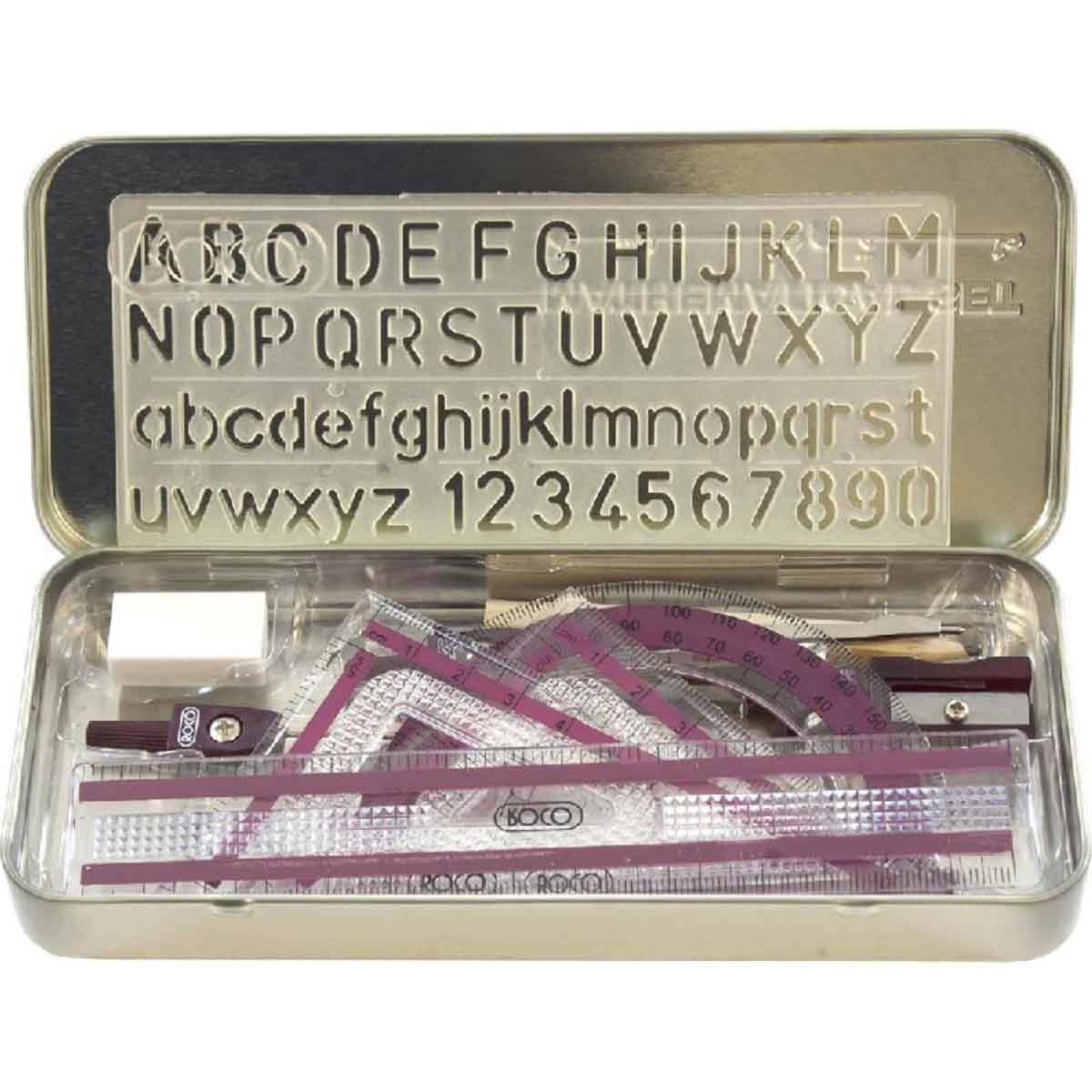 روكو طقم هندسة بعلبة معدنية أكريليك 10 قطع