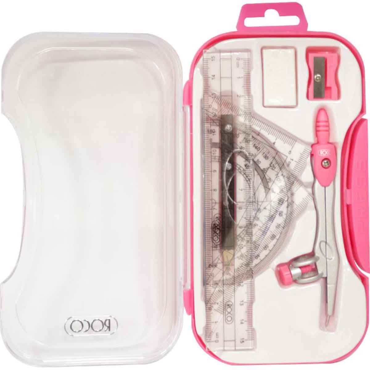 روكو مجموعة أدوات هندسية بلاستيك وردية 8 قطع