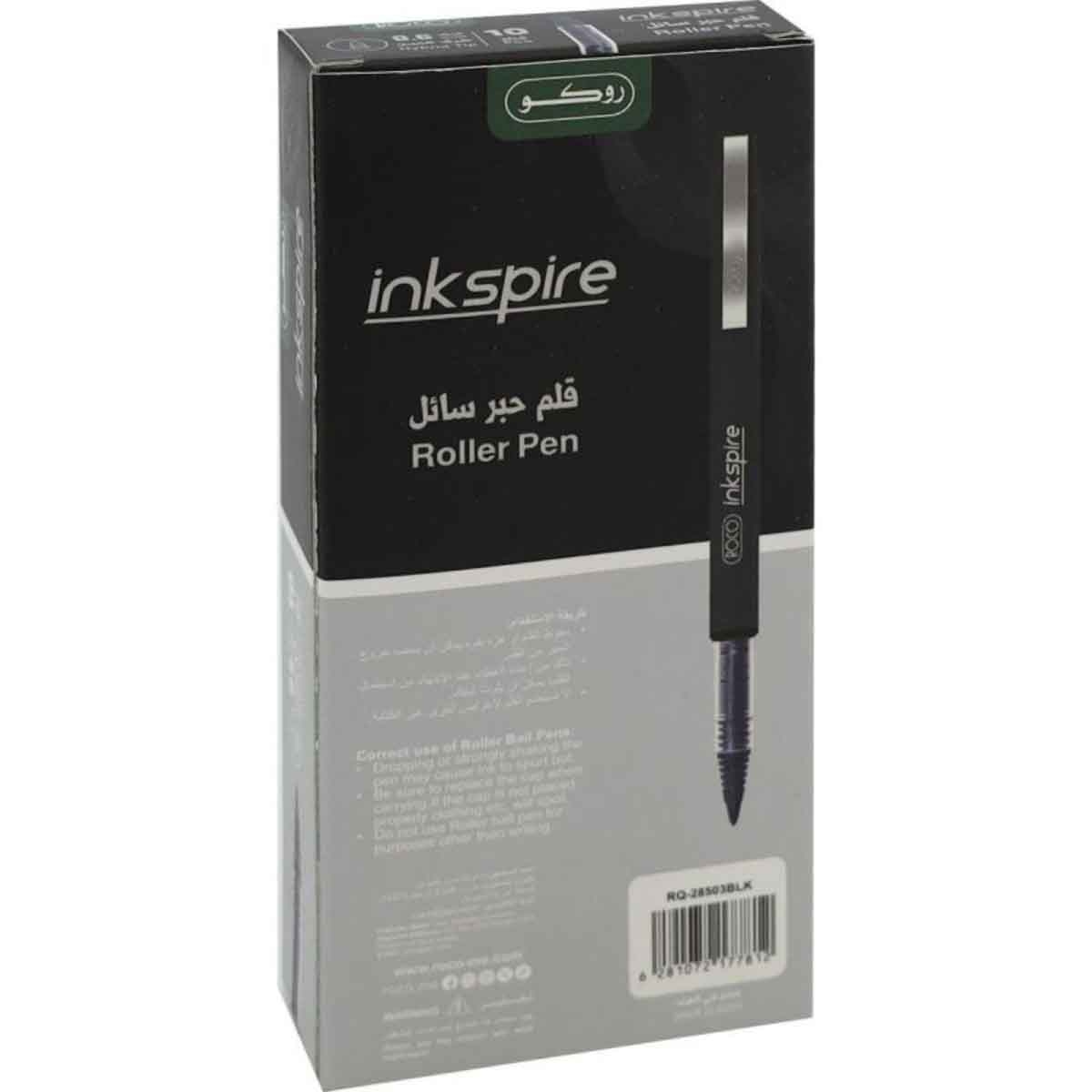 روكو أقلام رولربول إنكسباير سن مخروطي أسود 0.6 ملم مجموعة 10 قطع