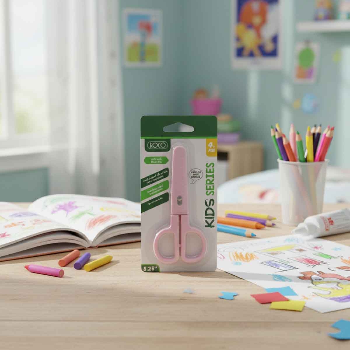 Roco Pink 5.25" Either Hand Kids Scissors