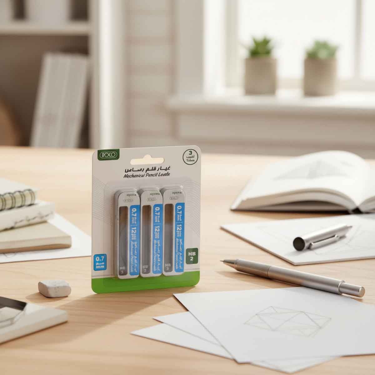 Roco Black 0.7mm 2HB Lead Refill Tube Set