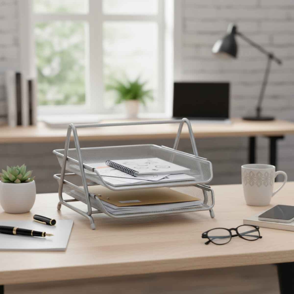 Roco Silver 2-Tiers A4 Mesh Letter Tray