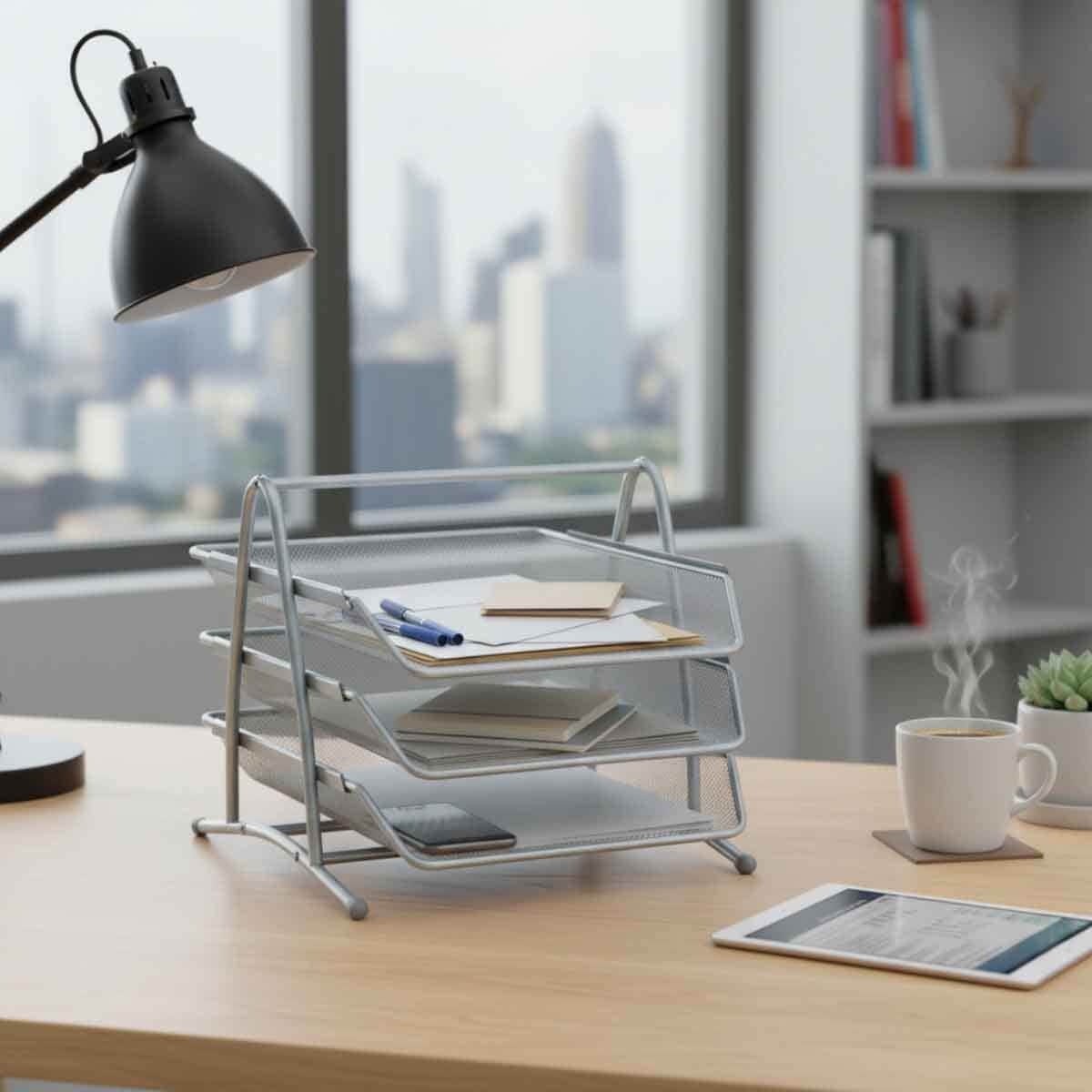 Roco Silver 3-Tiers A4 Mesh Letter Tray