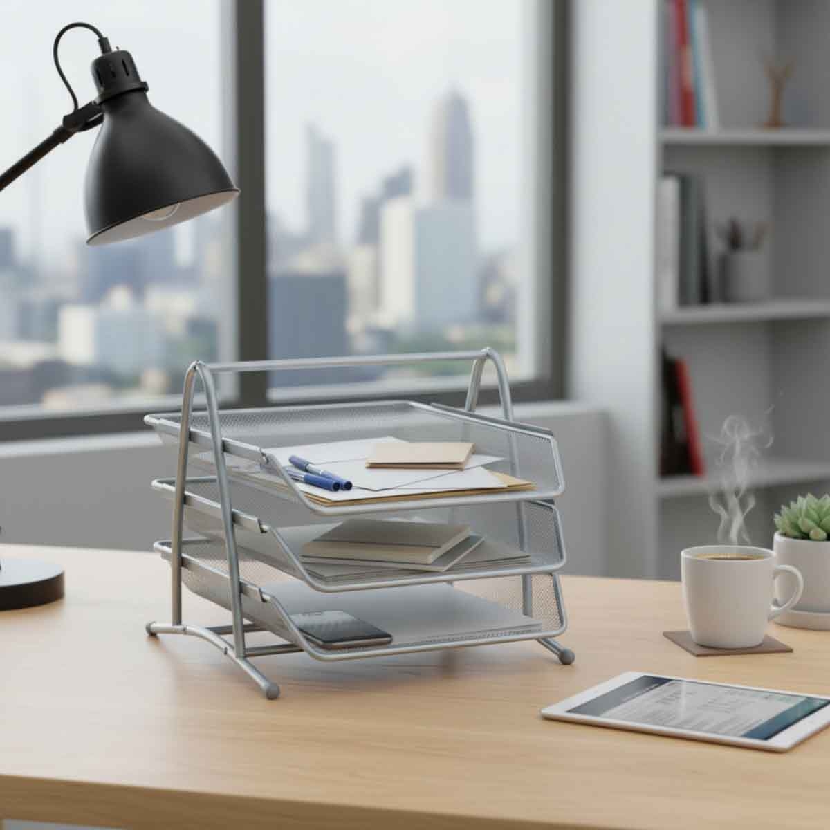 Roco Silver 3-Tiers A4 Mesh Letter Tray