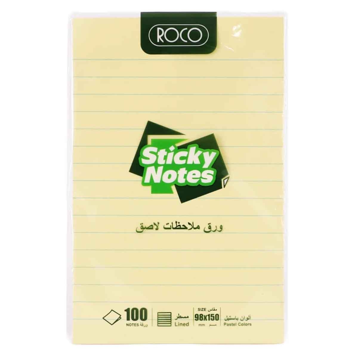 Roco Pastel 100-Piece 3.85" x 5.9" Lined Self Stick Notes Pack