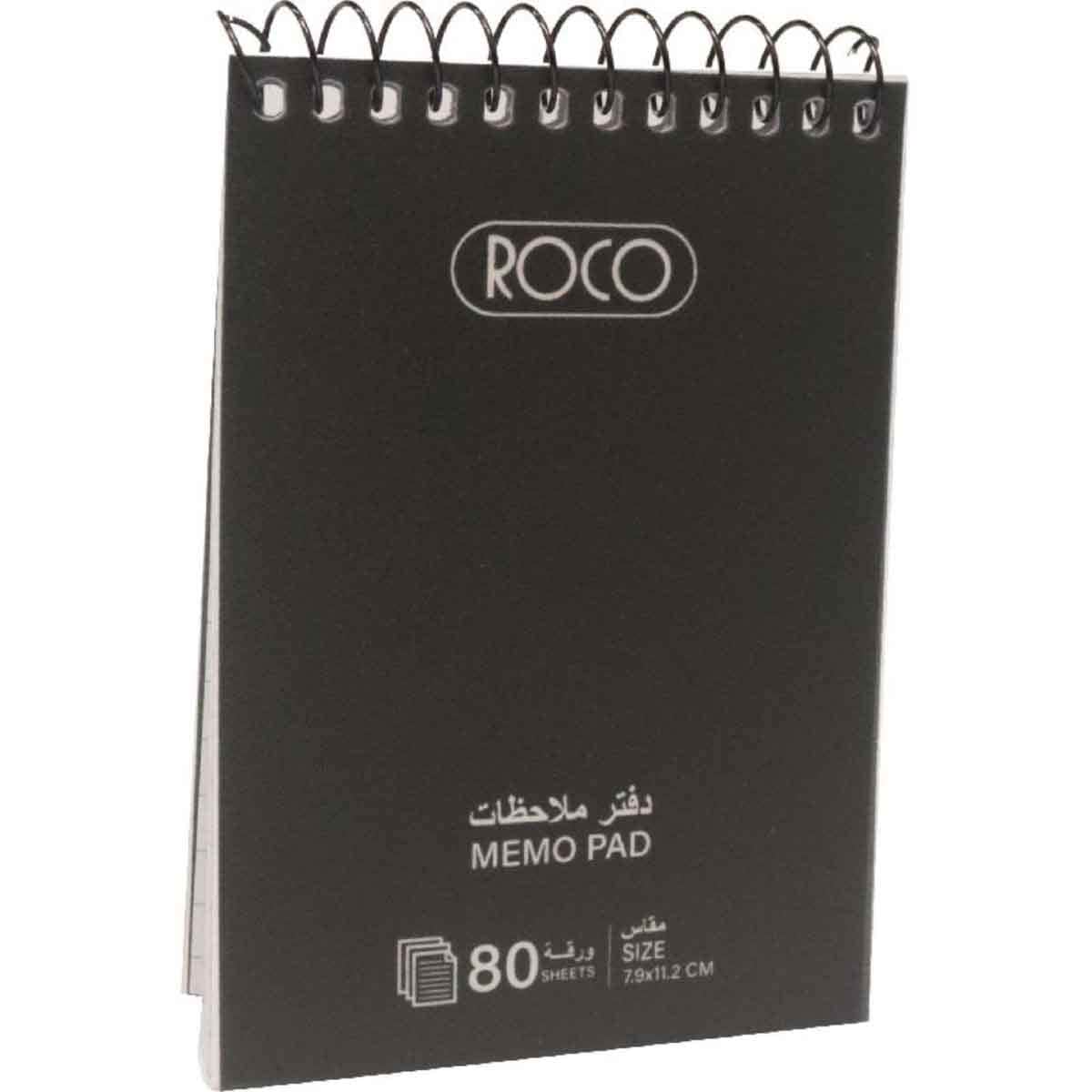 Roco Black 80-Sheets 3.1" x 4.4" Pocket Size Solid Lined Memo Notebook