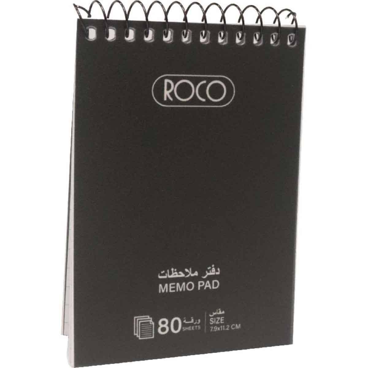 Roco Black 80-Sheets 3.1" x 4.4" Pocket Size Solid Lined Memo Notebook