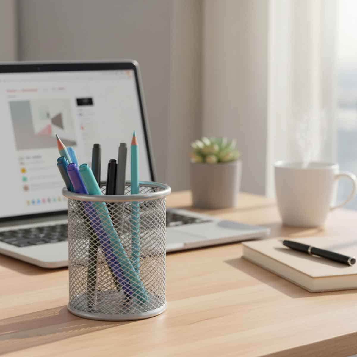 Roco Silver Mesh Pen Cup