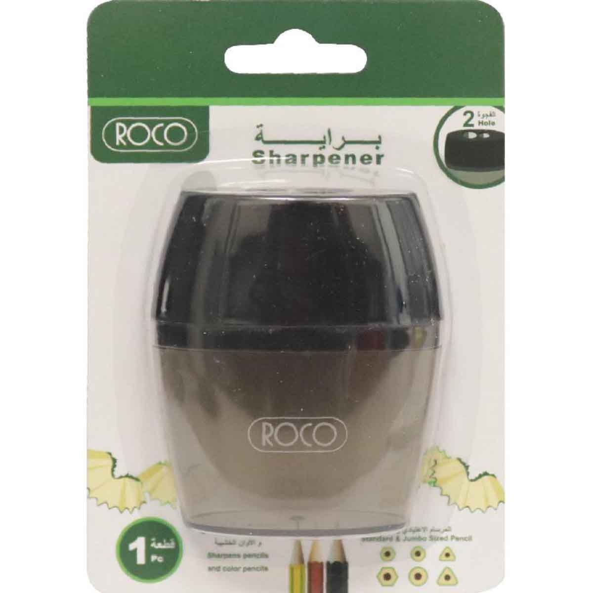 Roco 2-Hole Transparent Black Pocket Sharpener