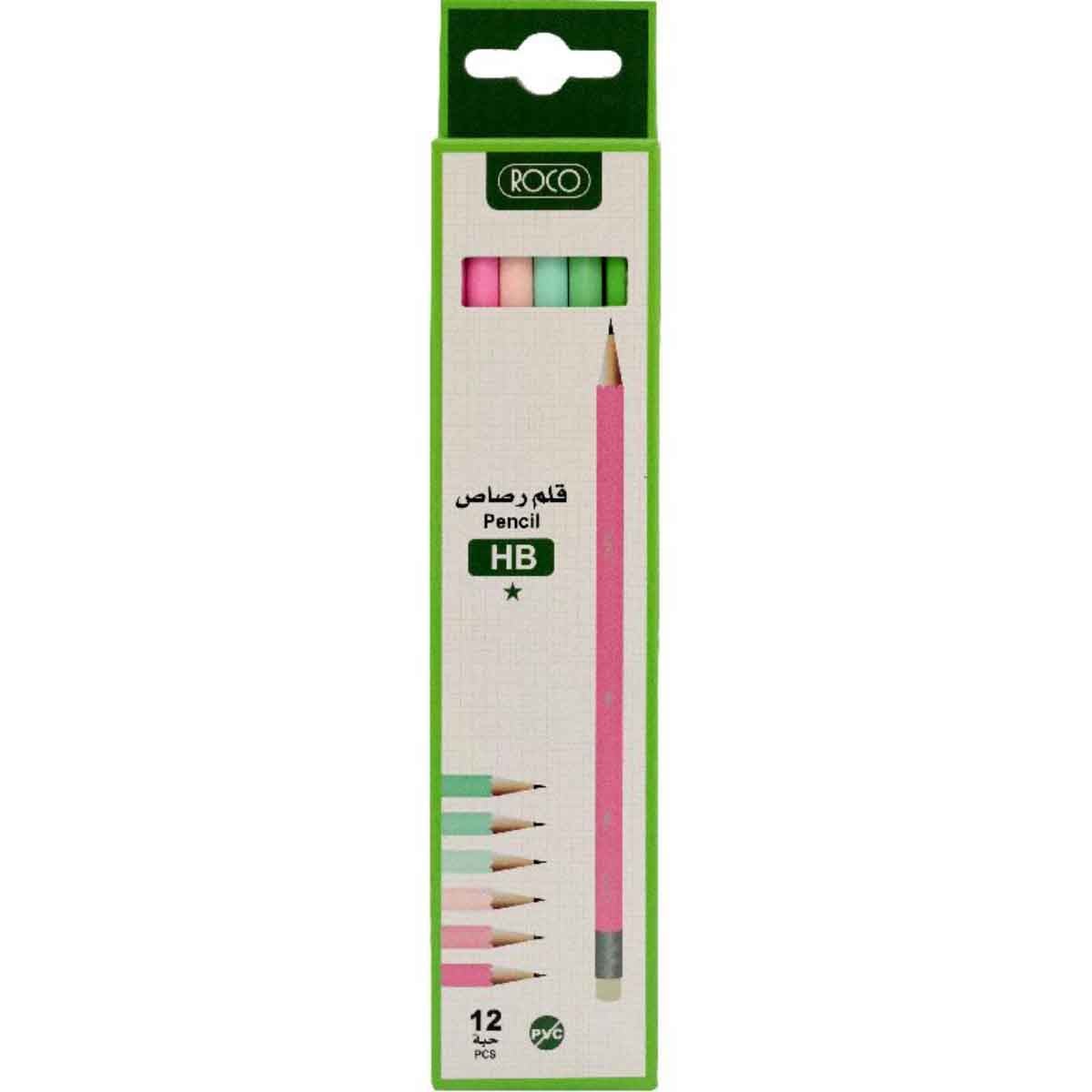 Roco 12-Piece Premium Hexagonal Pink Pastel HB Standard Assorted Pencil Set