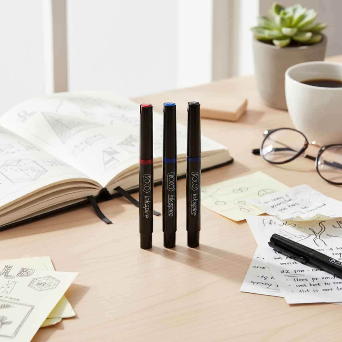 Roco 3-Piece 0.6mm Cone Tip Rollerball Pen Set