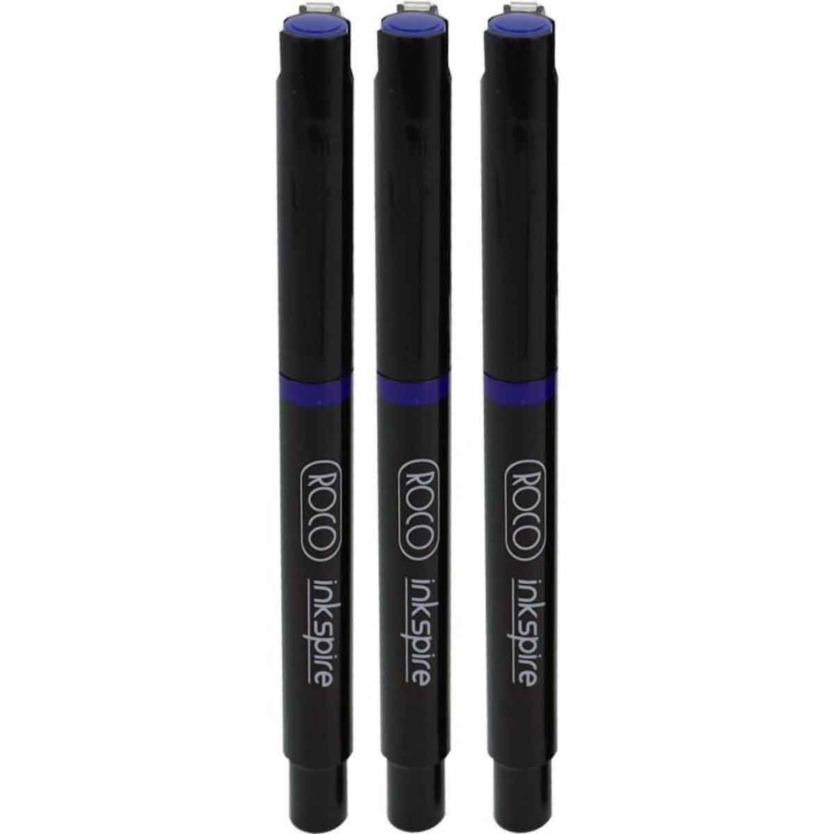 Roco Blue 3-Piece 0.6mm Cone Tip Rollerball Pen Set
