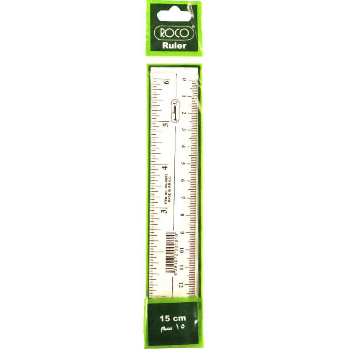 Roco 6" Beveled Edge Plastic Ruler